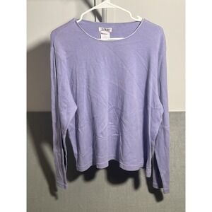 J.L. Plum Women's XL‎ Purple Long Sleeve T-Shirt 100% Cotton Crew Neck Metallic